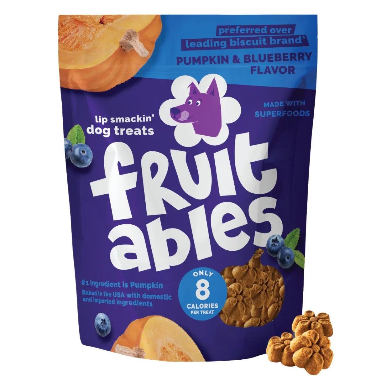 Fruitables Pumpkin & Blueberry Flavor Crunchy Dog Treats, 7-oz