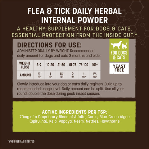 Earth Animal  Natural Flea & Tick Daily Internal Herbal Powder Supplement