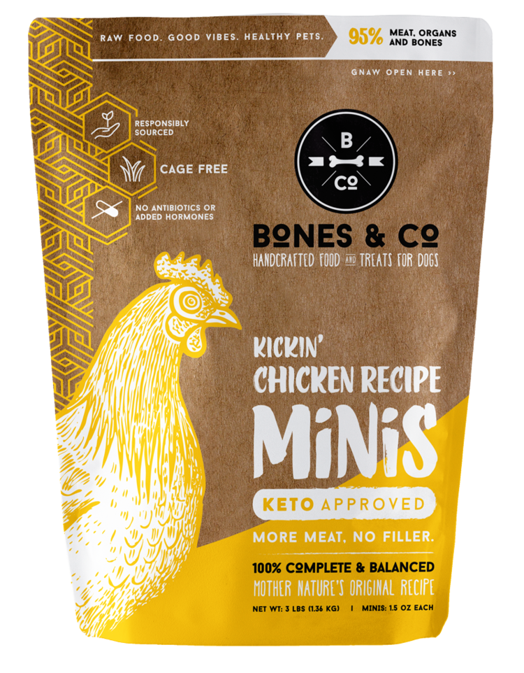 Bones & Co Kickin' Chicken Recipe Minis Frozen Dog Food, 3-lb (Size: 3-lb)