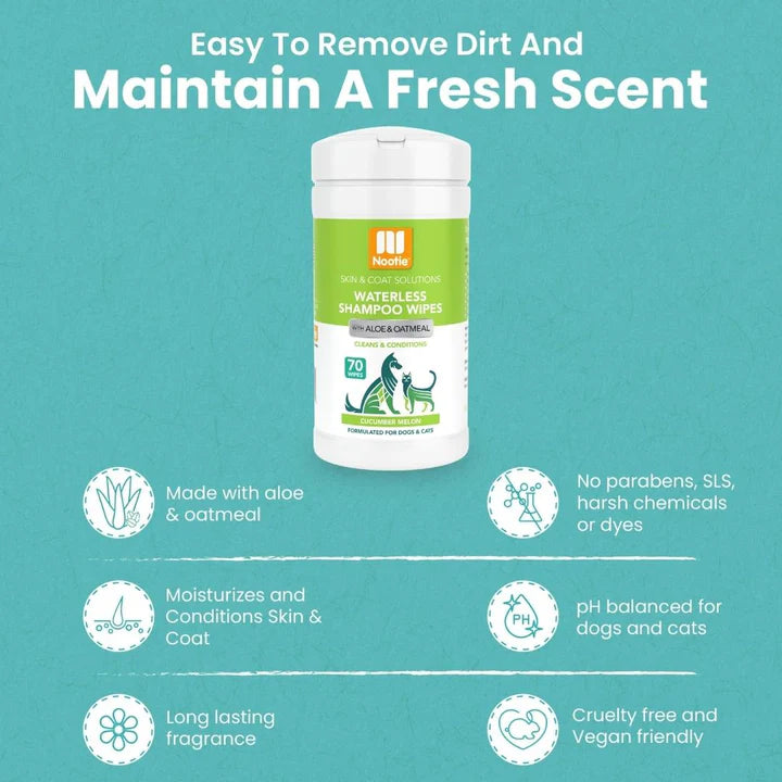 Nootie Waterless Shampoo Wipes Cucumber Mellon