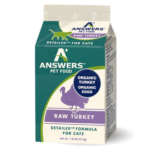 Answers Detailed Formula Raw Turkey Frozen Cat Food, 1-lb (Size: 1-lb)
