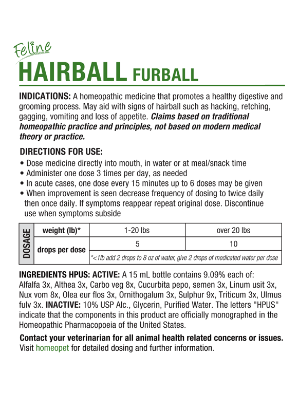 HomeoPet Feline Hairball Furball