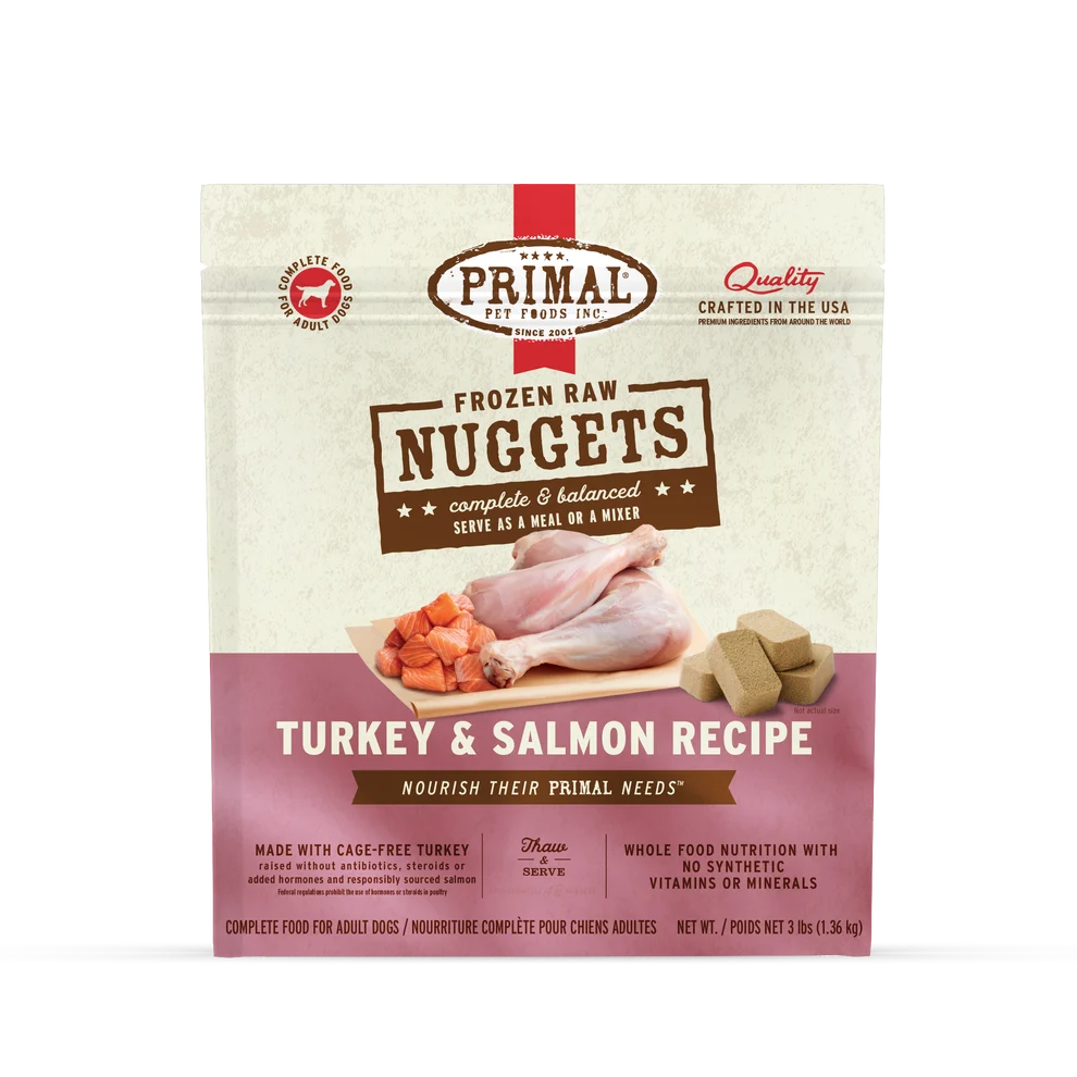Primal Turkey & Salmon Formula Patties Raw Frozen Dog Food 3lb