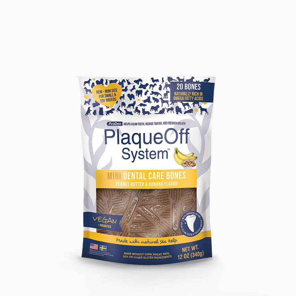 ProDen PlaqueOff System Mini Dental Care Bones – Peanut Butter & Banana Flavor