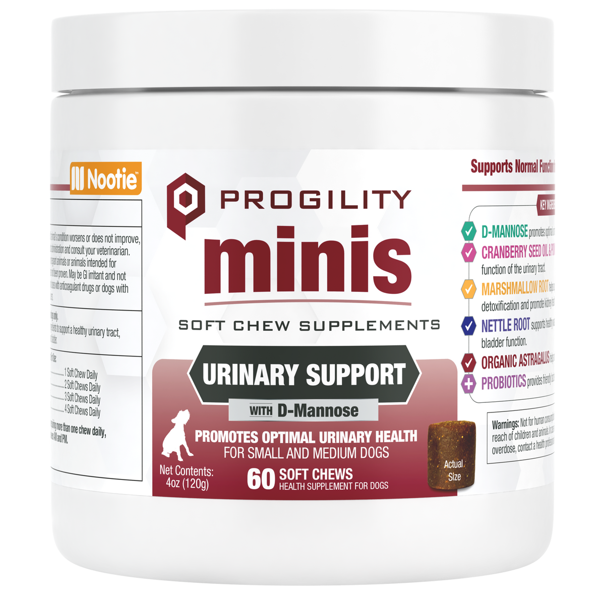 Nootie Progility Urinary Support Soft Chew Supplement Minis 60 ct