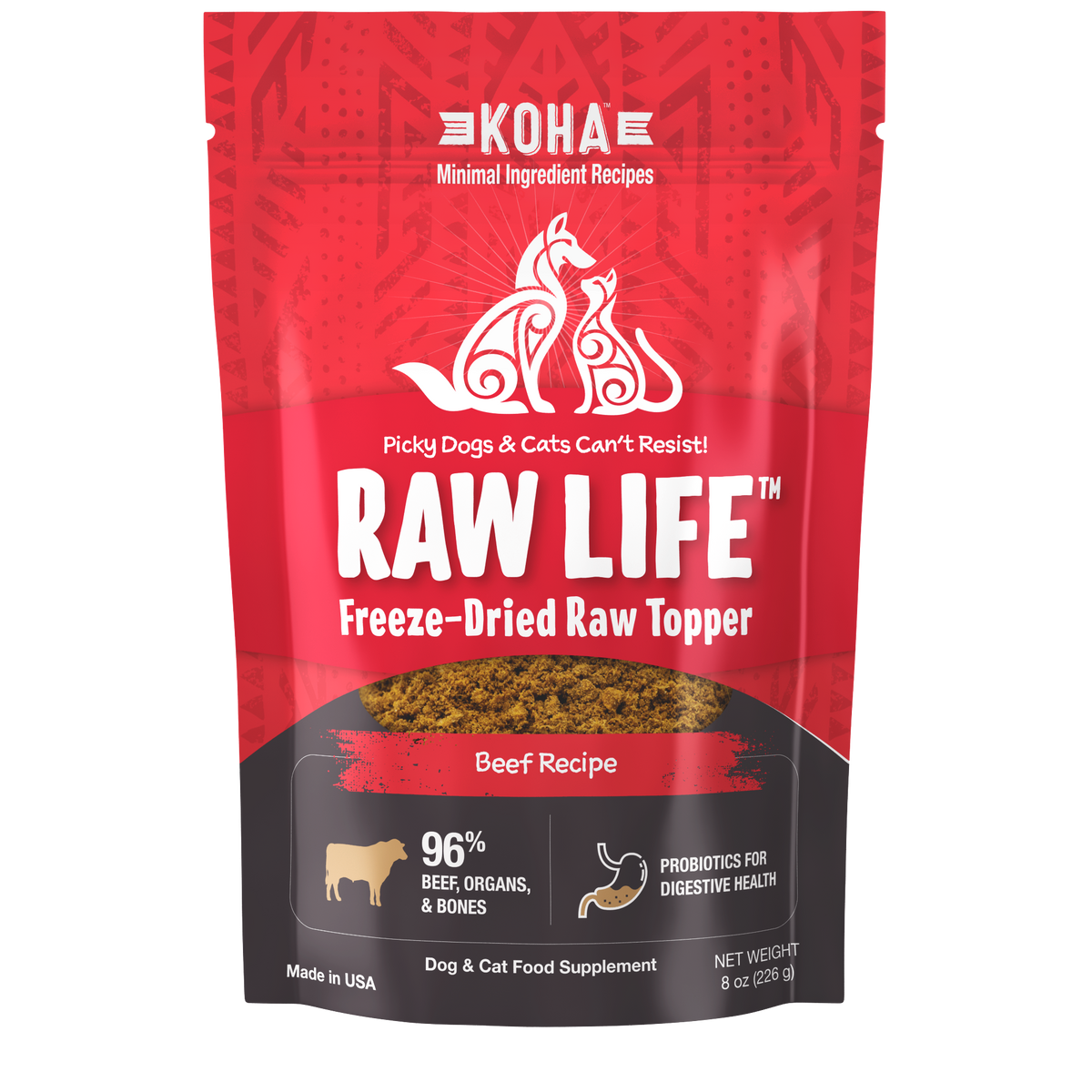 Freeze-Dried Raw Life Topper Beef Recipe for Dogs and Cats 8oz