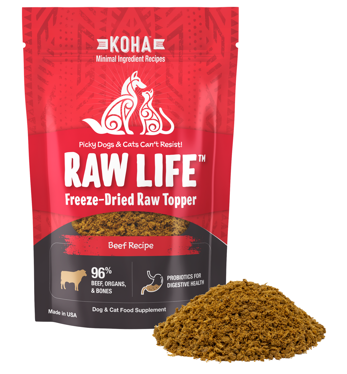 Freeze-Dried Raw Life Topper Beef Recipe for Dogs and Cats 8oz