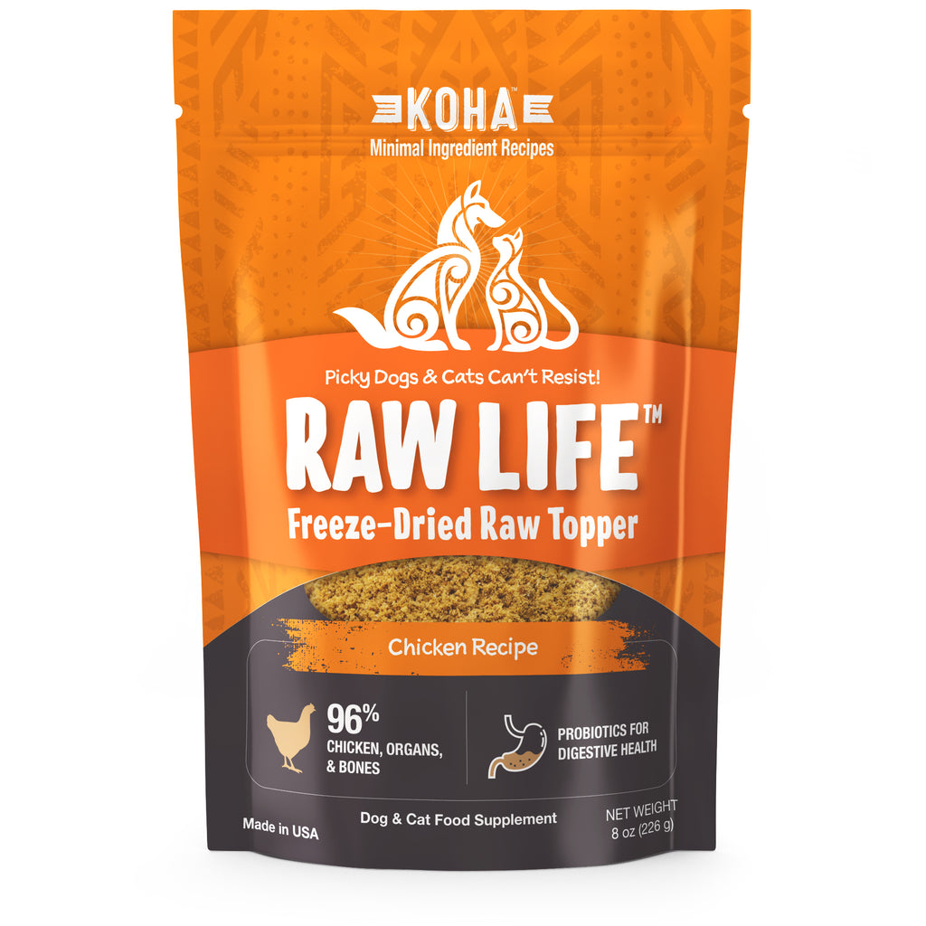 Freeze-Dried Raw Life Topper Chicken Recipe for Dogs and Cats 8oz Bag