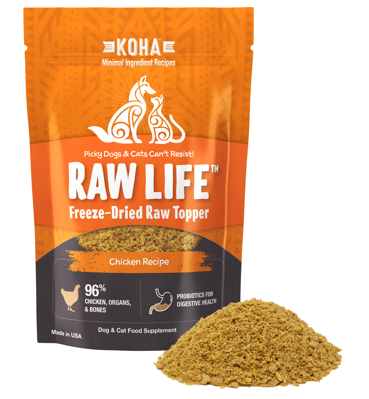 Freeze-Dried Raw Life Topper Chicken Recipe for Dogs and Cats 8oz Bag