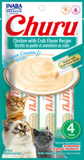 INABA Churu Puree Chicken with Crab Flavor Grain-Free Cat Treat, 0.5-oz, 4-pack