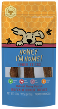 Honey I'm Home Natural Honey Coated Buffalo Udder Sticks Dog Treats, 4-oz (Size: 4-oz)