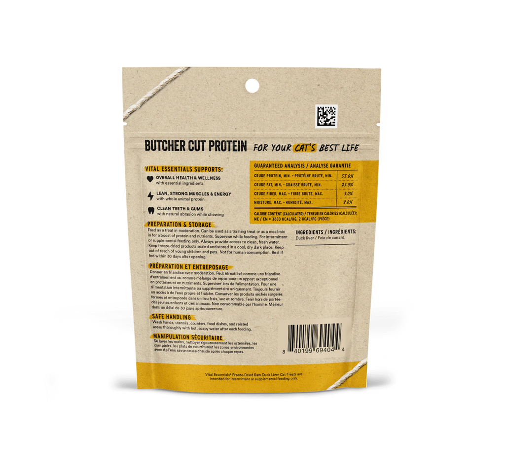 Vital Essentials Freeze-Dried Duck  Liver Cat Treat