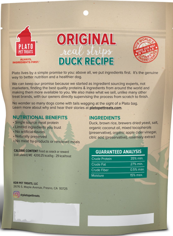 Plato Real Strips Duck Recipe 18 oz