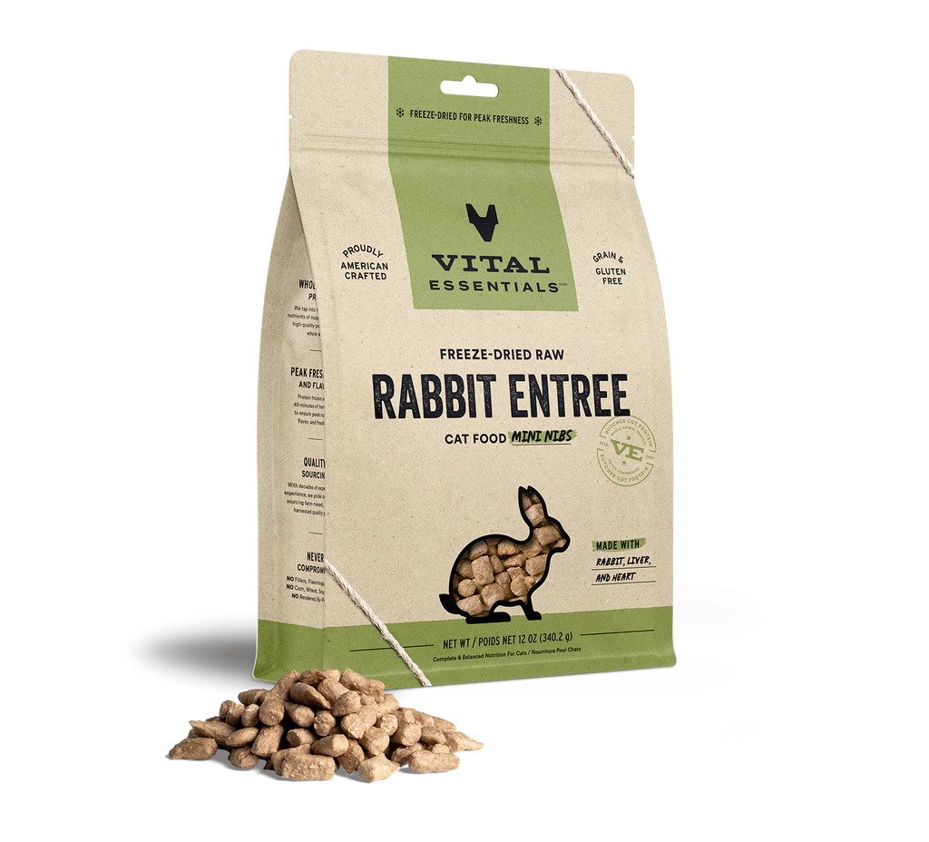 Vital Essentials Freeze-Dried Raw Rabbit Entree for Cats Mini Nibs 12oz