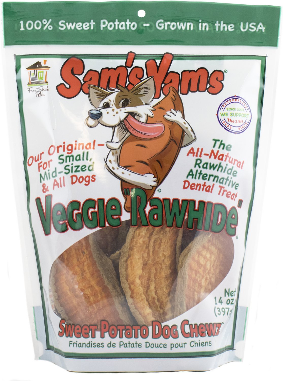 Sam's Yams Veggie Rawhide Sweet Potato Dog Treats