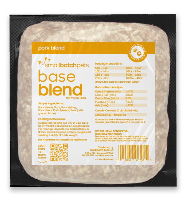 Smallbatch Base Blend Pork Raw Frozen Dog & Cat Food, 2-lb (Size: 2-lb)