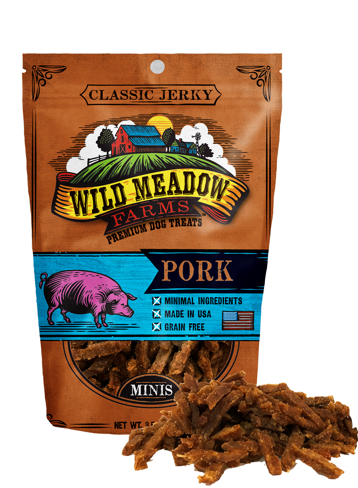Wild Meadow Farm Classic Mini Pork Jerky Dog Treats
