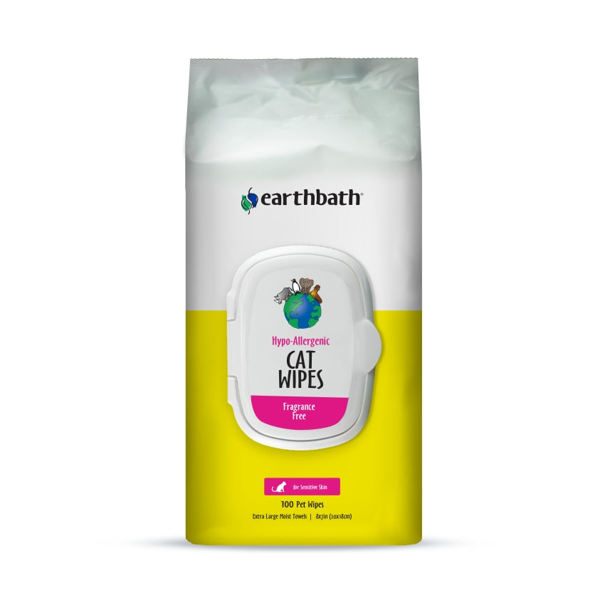 Earthbath Hypo-Allergenic Cat Grooming Wipes, Fragrance Free