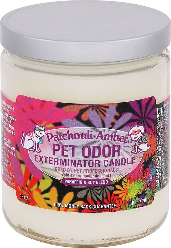 Pet Odor Exterminator Deodorizing Candle Jar, Patchouli Amber, 13-oz (Size: 13-oz)