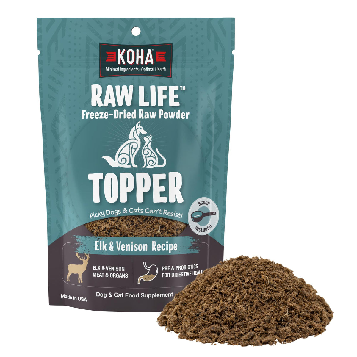 KOHA Raw Life Elk & Venison Freeze-Dried Dog & Cat Food Topper