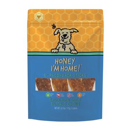 Honey I'm Home Natural Honey Coated Buffalo Paddywack Dog Treats, 6-in