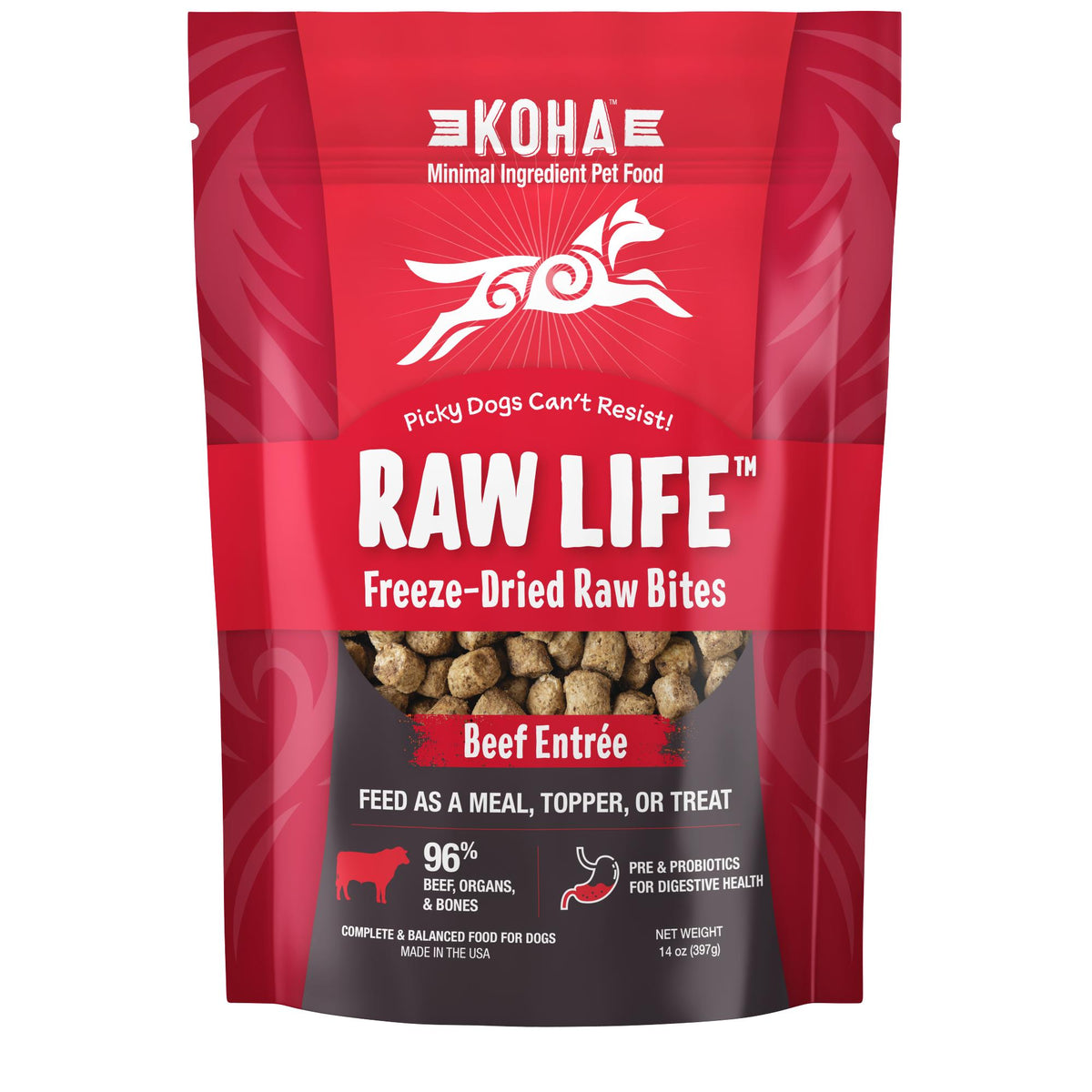 KOHA Raw Life Beef Entree Freeze-Dried Raw Bites for Dogs