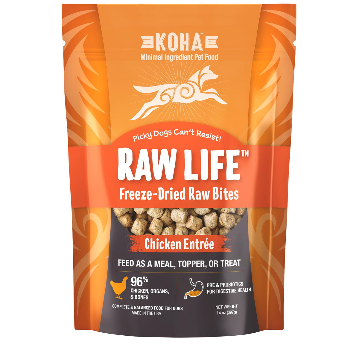 KOHA Raw Life Chicken Entree Freeze-Dried Raw Bites for Dogs