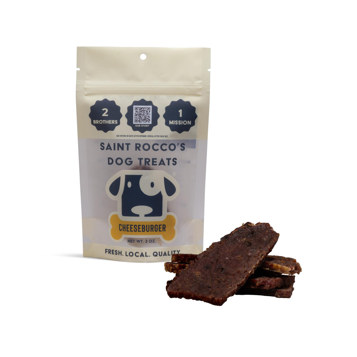Saint Rocco's Treats Cheeseburger Jerky Dog Treats