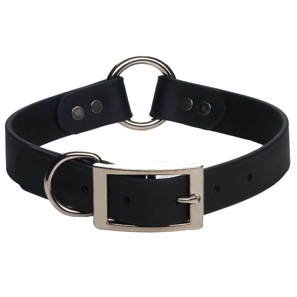 Mendota Pet Wide Width DuraSoft Imitation Leather Collar with Center Ring for Dogs, Black