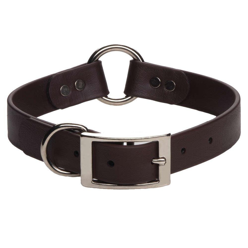 Mendota Pet Wide Width DuraSoft Imitation Leather Collar with Center Ring for Dogs, Brown