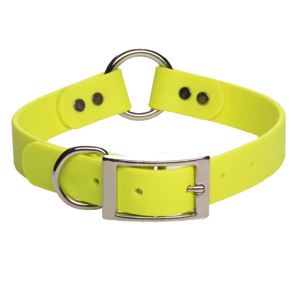 Mendota Pet Wide Width DuraSoft Imitation Leather Collar with Center Ring for Dogs, Yellow