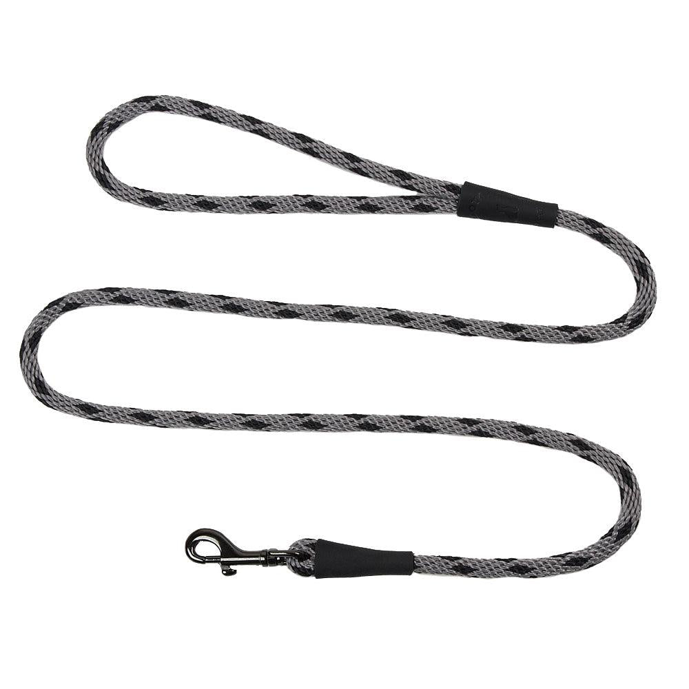 Mendota Pet Small Snap Checkered Dog Leash, Black Ice Silver