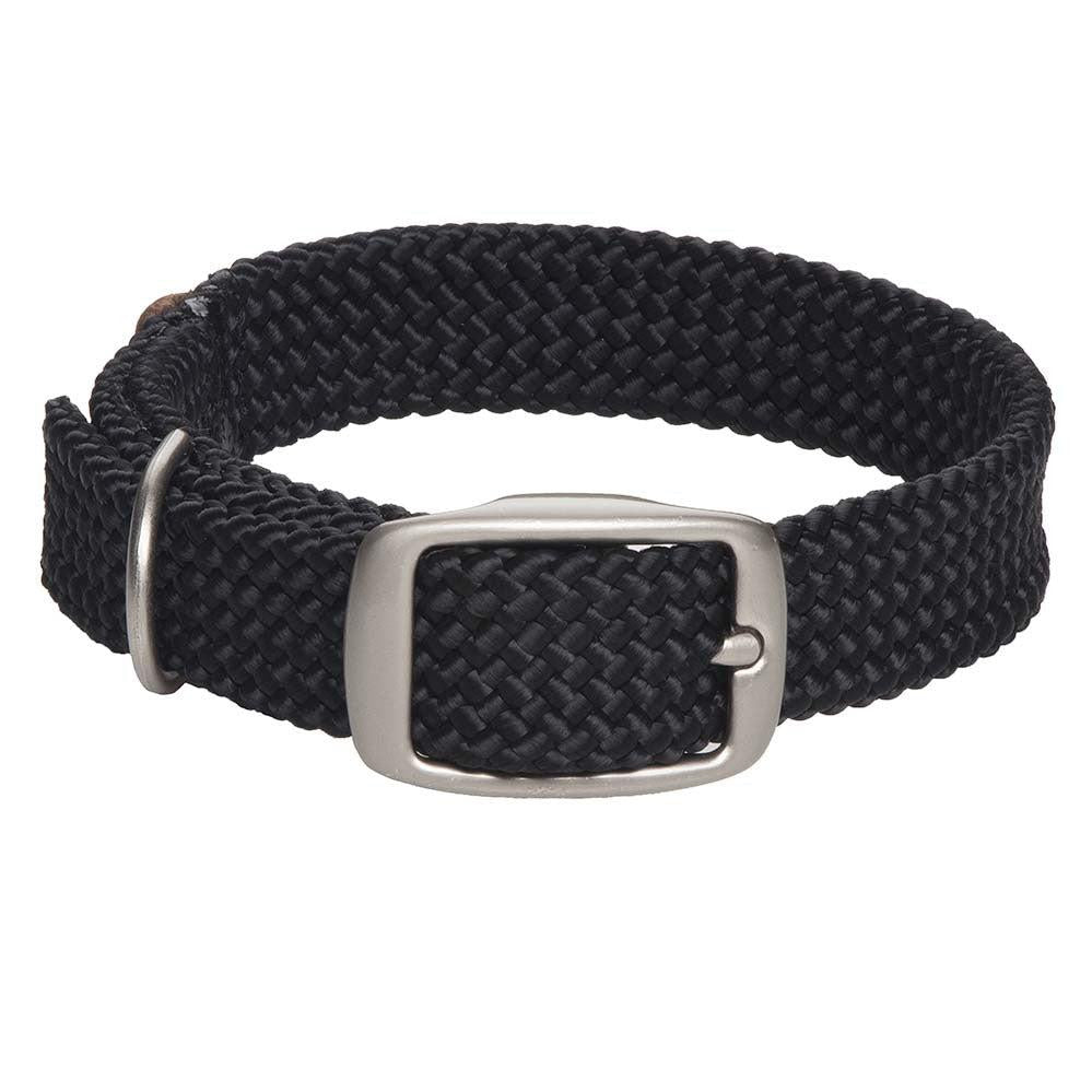 Mendota Pet Double Braid Satin Nickel Dog Collar, Black