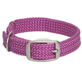 Mendota Pet Double Braid Satin Nickel Dog Collar, Raspberry
