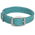 Mendota Pet Double Braid Satin Nickel Dog Collar, Teal