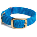 Mendota Pet Double Braid Brass Dog Collar, Blue