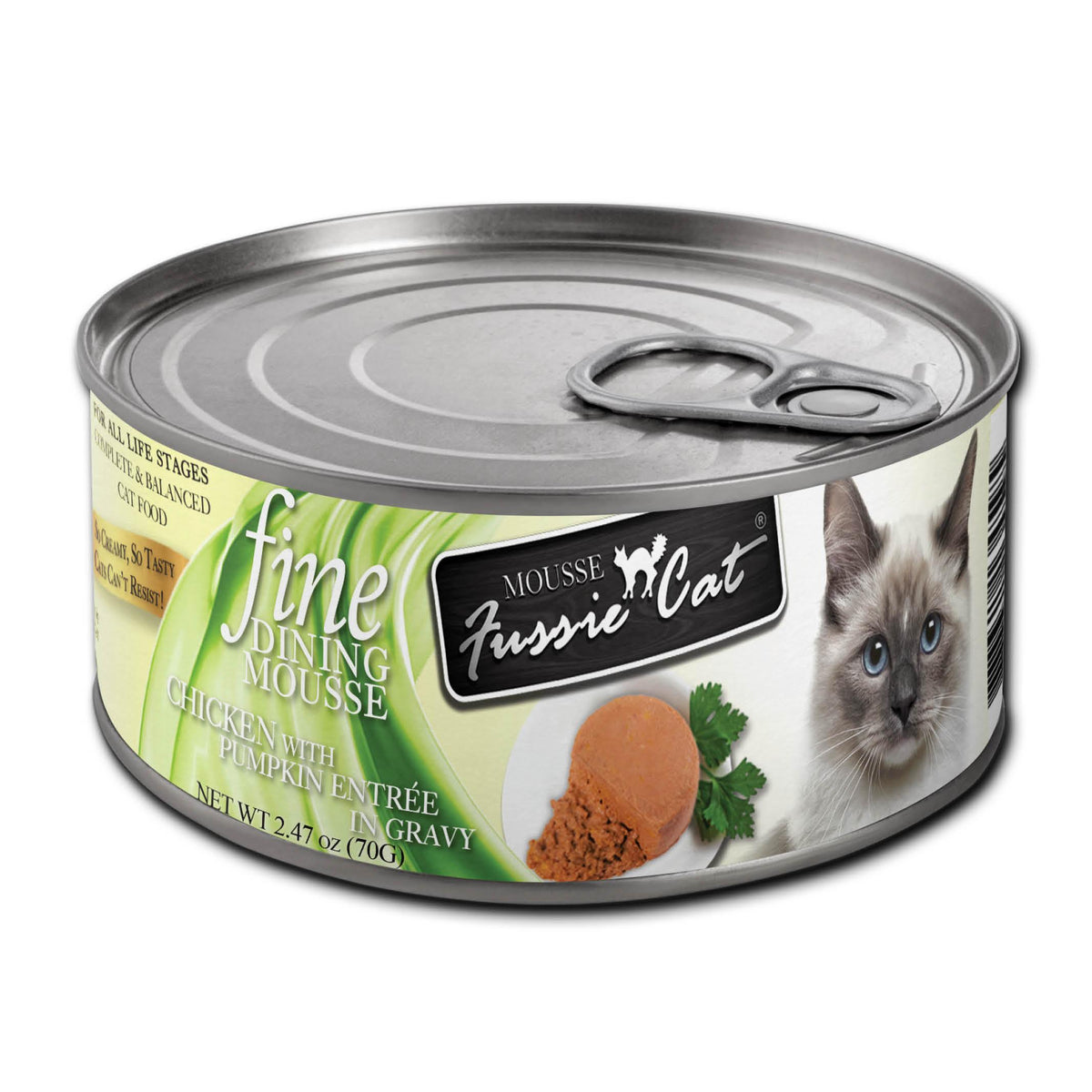 Fussie Cat Fine Dining Mousse Chicken with Pumpkin Entree in Gravy Wet Cat Food Can