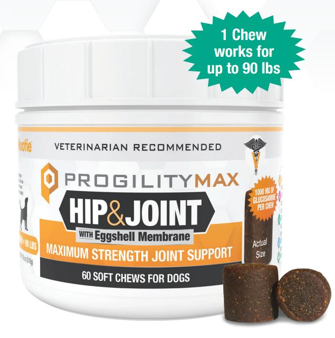 Nootie ProgilityMAX Hip & Joint with Egg Shell Membrane Soft Chews for Large Breed Dogs. X-Large