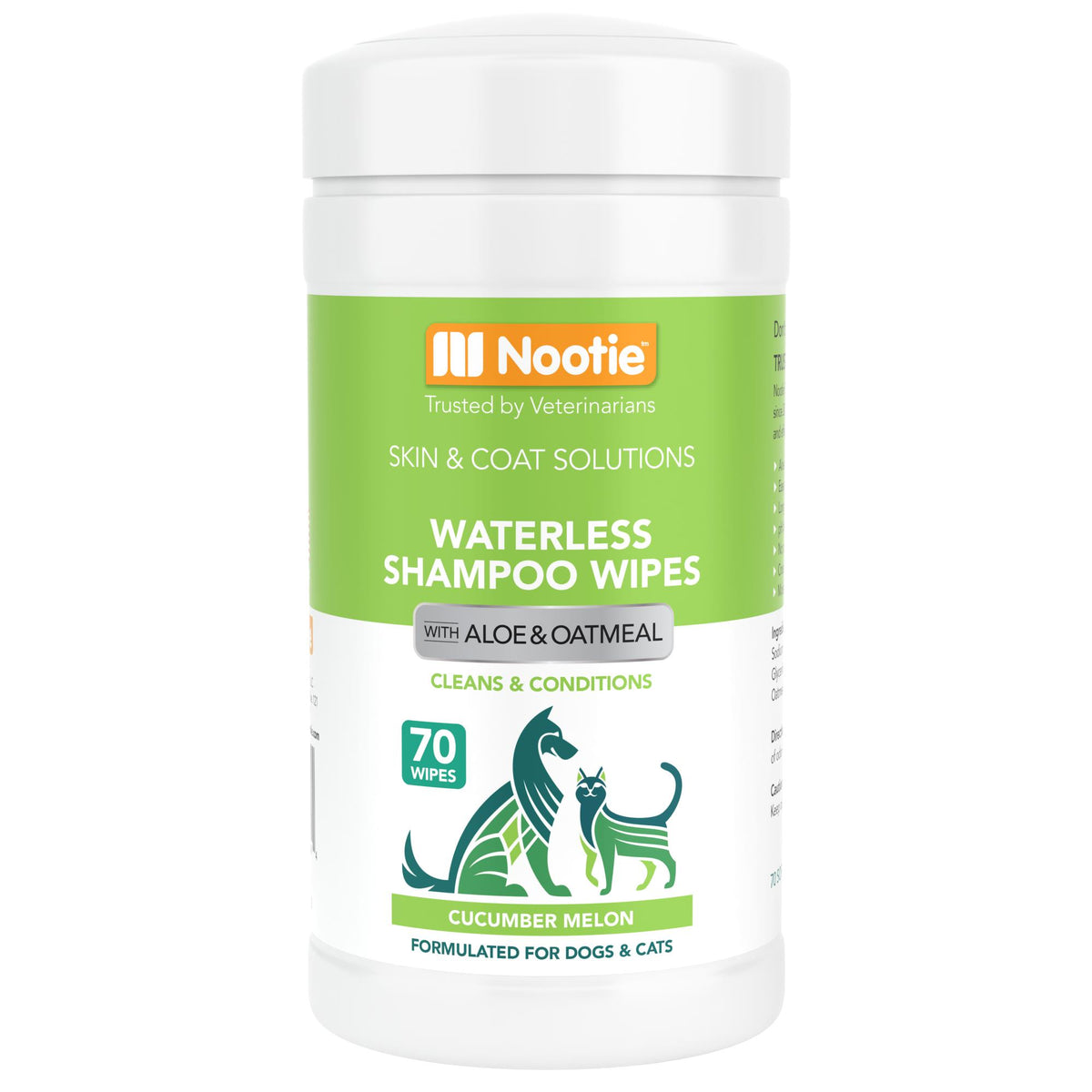 Nootie Cucumber Melon Waterless Shampoo Wipes for Dogs & Cats, 70-count (Size: 70-count)