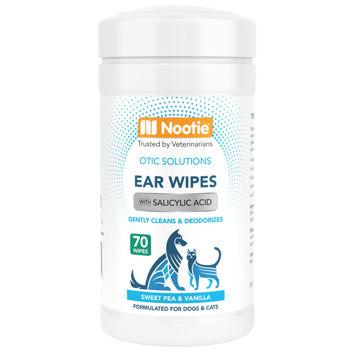 Nootie Sweet Pea & Vanilla Ear Wipes for Dogs & Cats, 70-count (Size: 70-count)