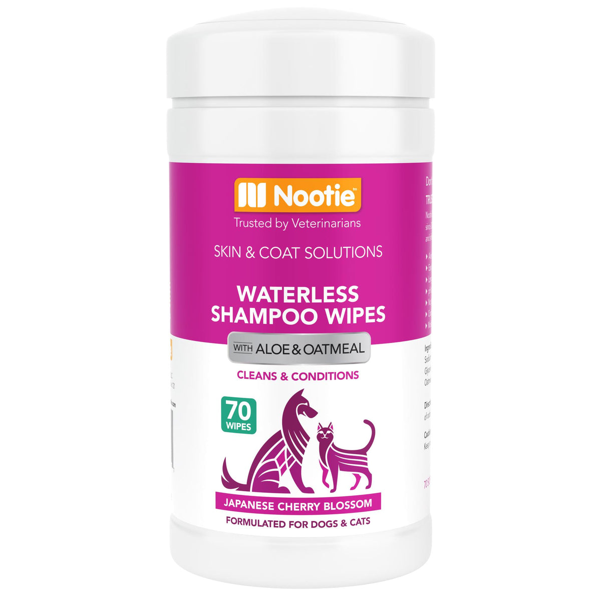 Nootie Japanese Cherry Blossom Waterless Shampoo Wipes for Dogs & Cats, 70-count (Size: 70-count)