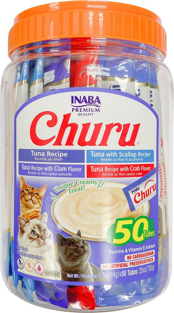 INABA Churu Tuna & Seafood Creamy Puree Variety Pack Grain-Free Cat Treats