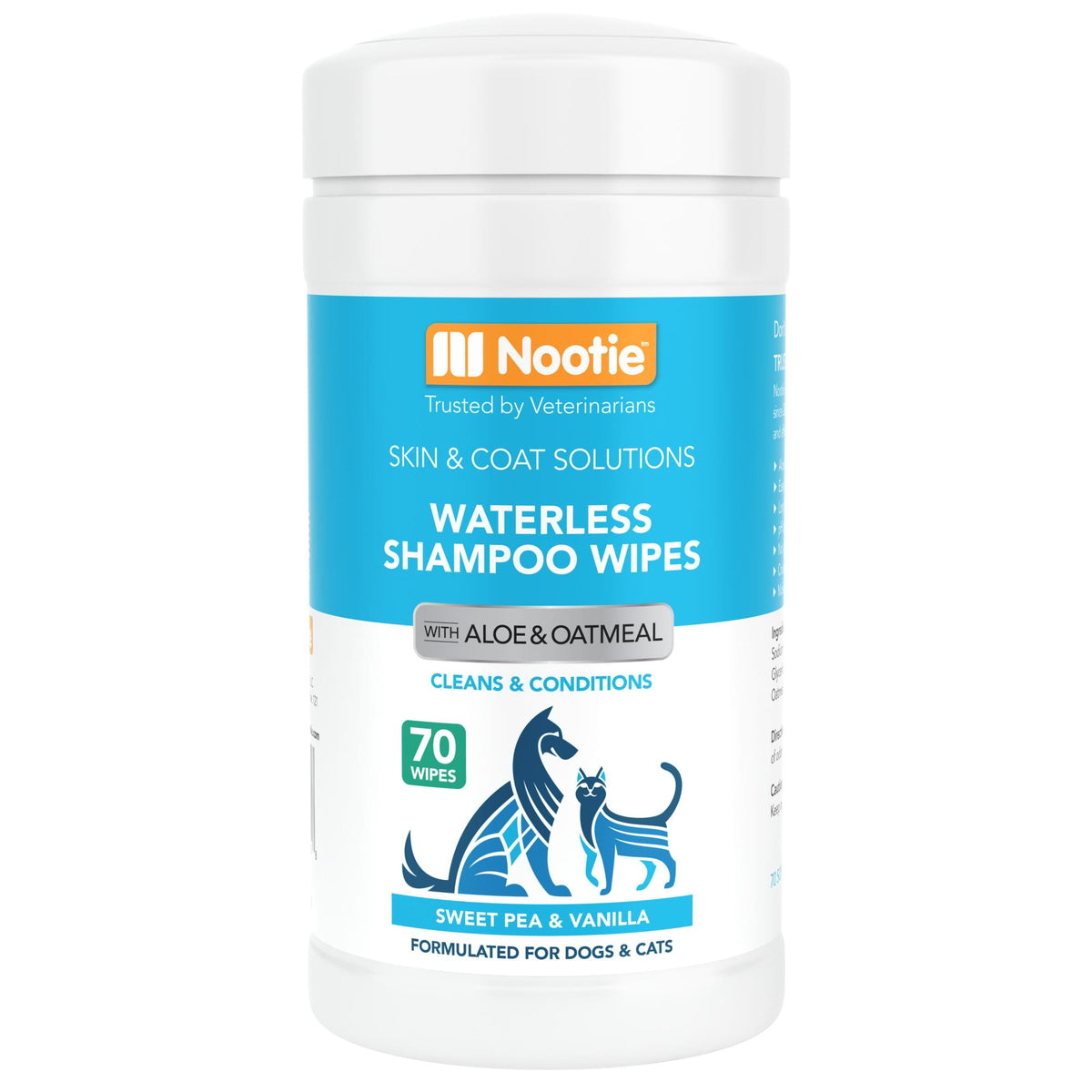 Nootie Sweet Pea & Vanilla Waterless Shampoo Wipes for Dogs & Cats, 70-count (Size: 70-count)