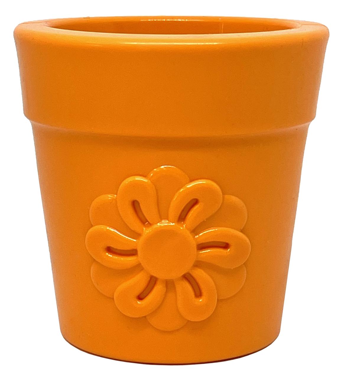 SodaPup Flower Pot Durable Rubber Treat Dispenser & Enrichment Dog Toy, Orange