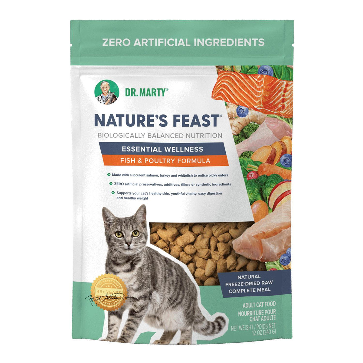 Dr. Marty Nature's Feast Essential Wellness Fish & Poultry Freeze-Dried Raw Cat Food