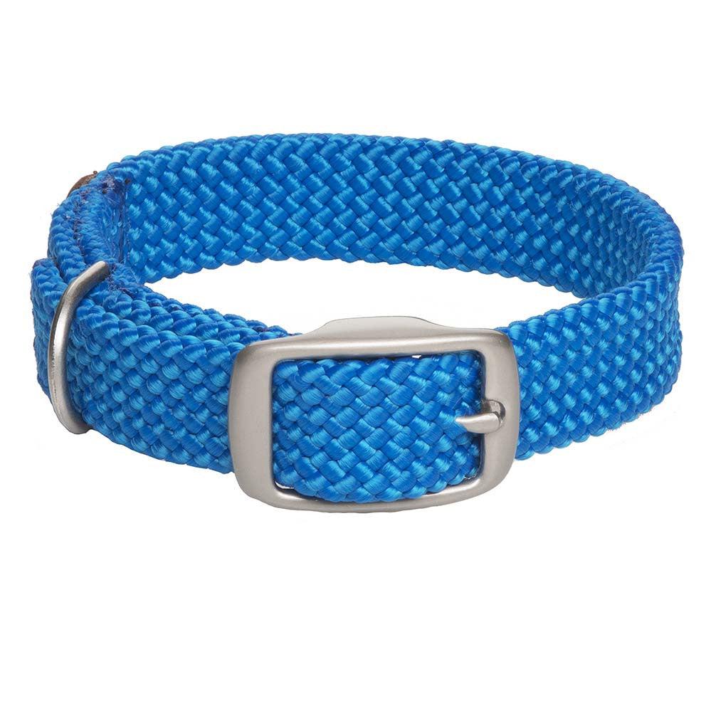 Mendota Pet Double Braid Satin Nickel Dog Collar, Blue