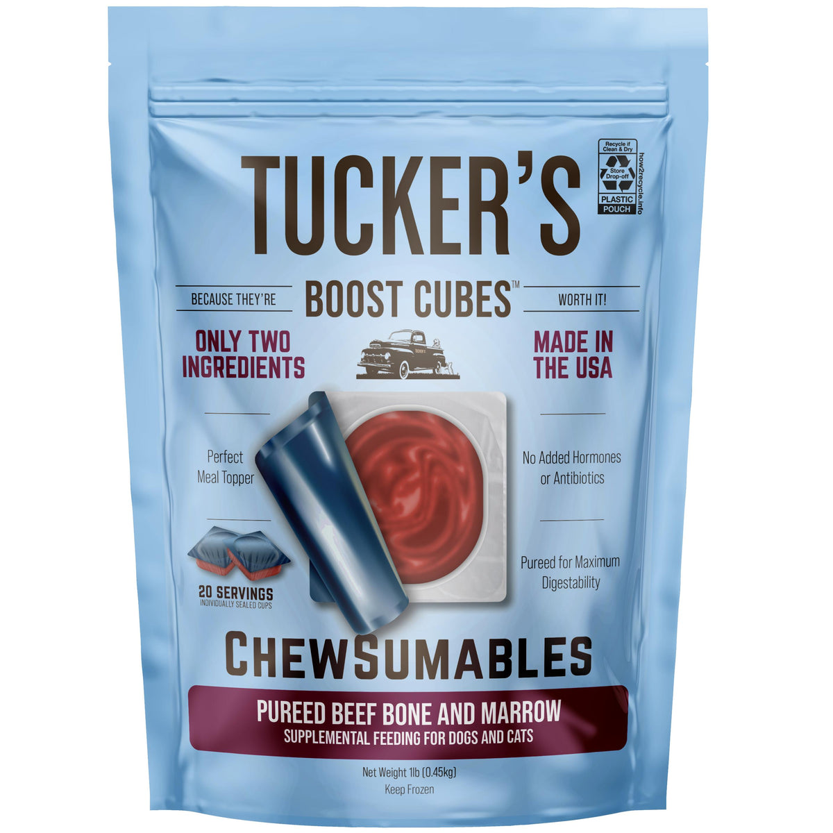 Tucker's Boost Cubes Pureed Beef Bone & Marrow Frozen Dog & Cat Food Topper