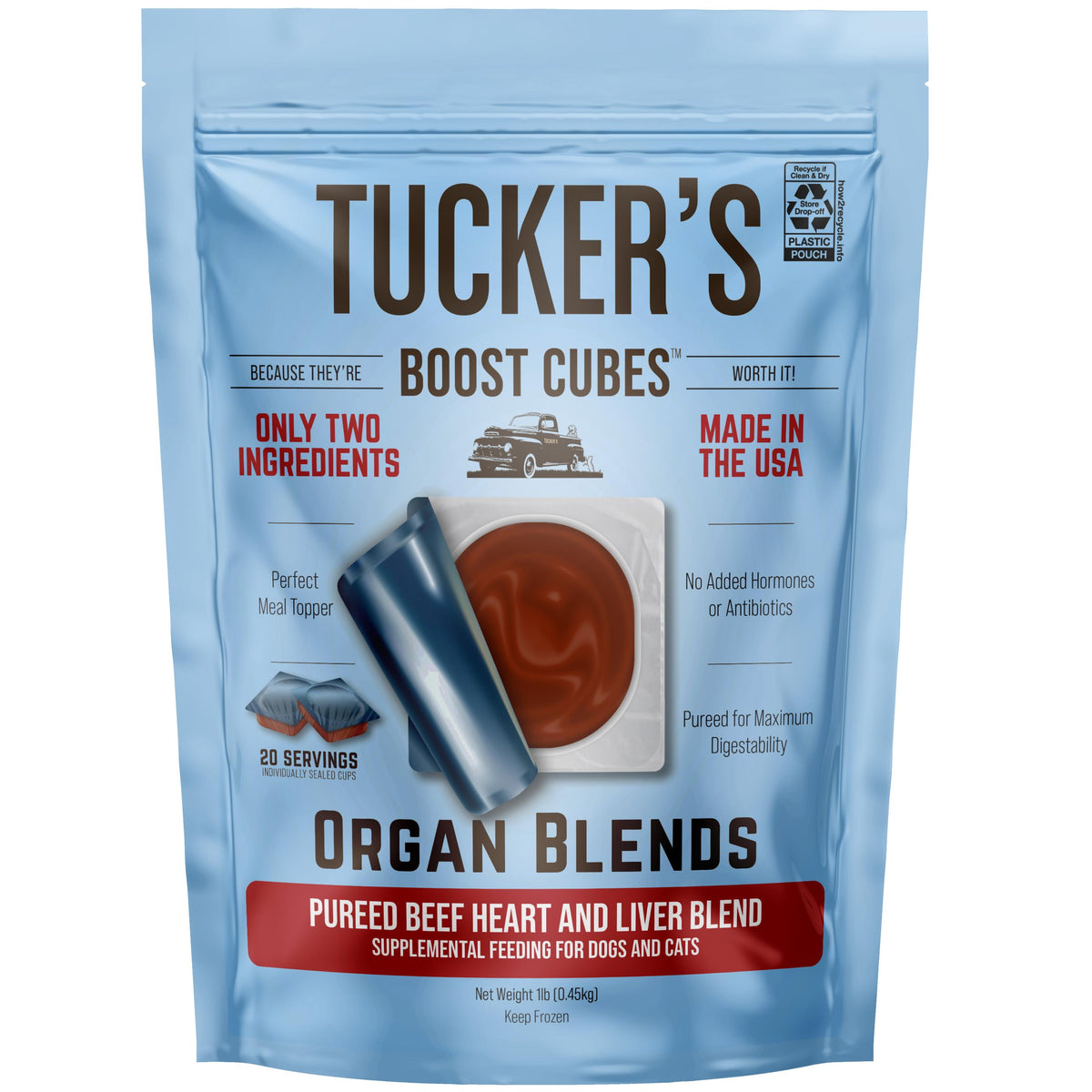 Tucker's Boost Cubes Pureed Beef Heart & Liver Blend Frozen Dog & Cat Food Topper
