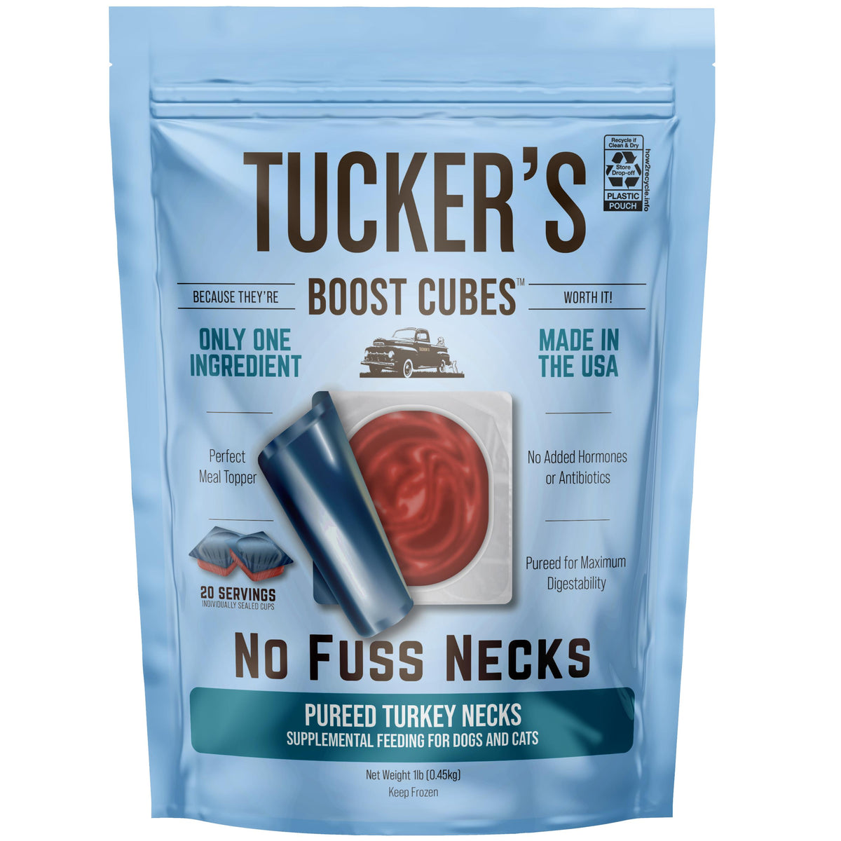 Tucker's Boost Cubes Pureed Turkey Necks Frozen Dog & Cat Food Topper