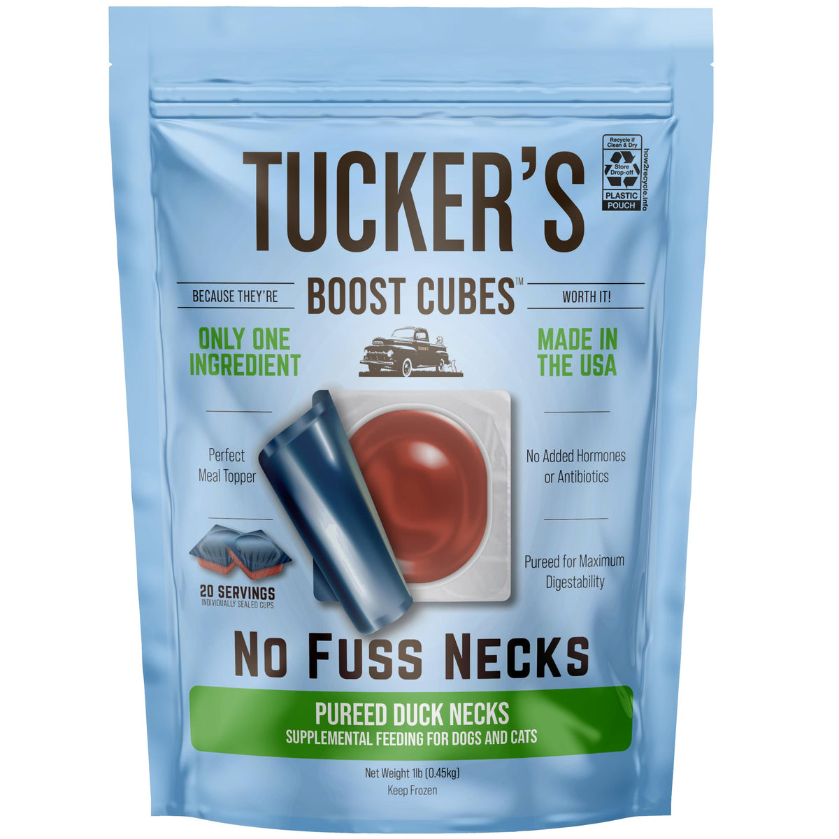 Tucker's Boost Cubes Pureed Duck Necks Frozen Dog & Cat Food Topper